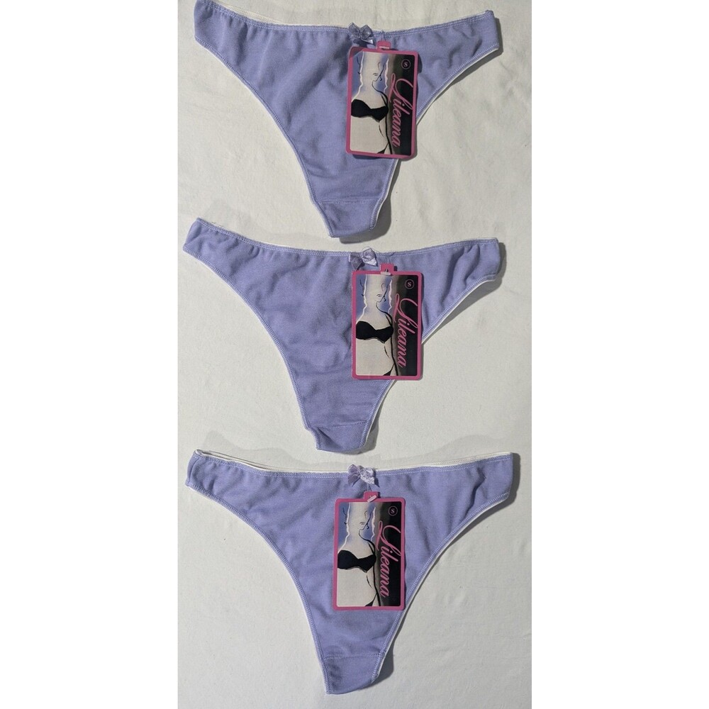 Lileana Women's Lavender Thong Panties Set of 3 Size S New